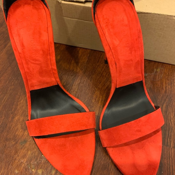 Zara Red Suede Leather High Heel with Ankle Strap - Picture 5 of 6